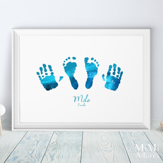 Real Foil Baby Handprint Footprint Art From Baby's - Etsy