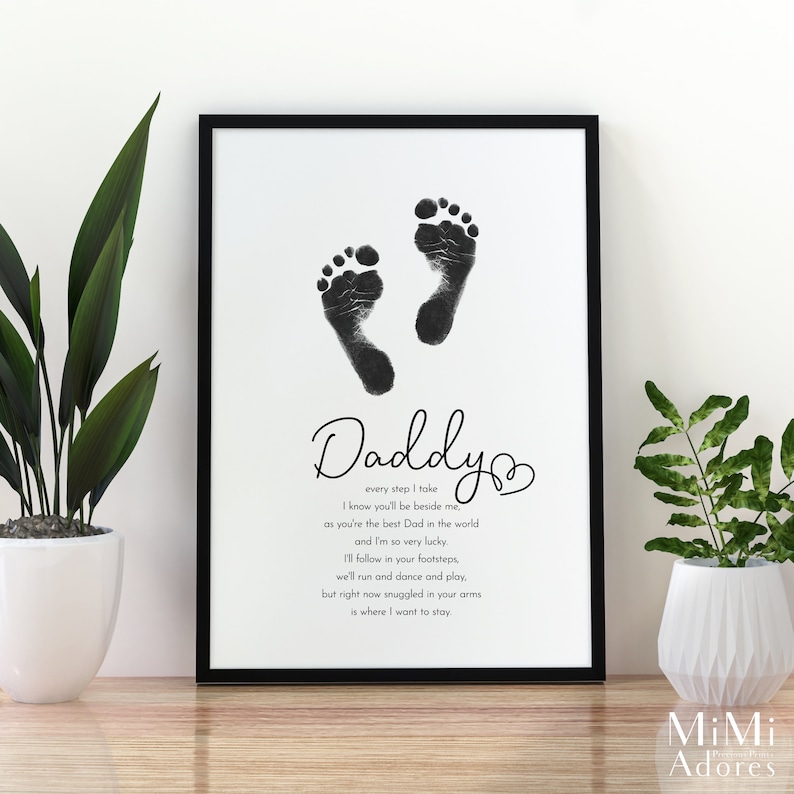 Daddy Footprint Poem Following in Your Footsteps Fathers - Etsy