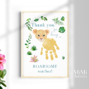 Gracias por ser un maestro/a entusiasta / Manualidad con huella de mano / Regalo de agradecimiento para maestros / Niños, bebés y niños pequeños / Manualidad de recuerdo, tarjeta DIY impresa