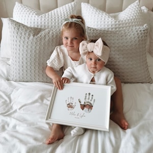 Sibling Keepsake Handprint Art | Personalised Hand prints | Personalised Gift for Mum Dad Auntie | Grandparents gift | Mommy Birthday Gift