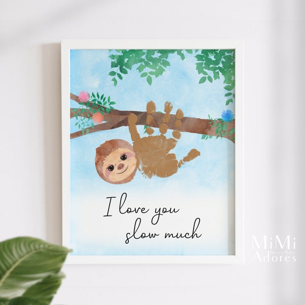 Sloth Handprint Printable | Kids Baby Handprint Craft | Handprint Keepsake | Easy DIY from kids | Daycare Preschool Nursery Activity