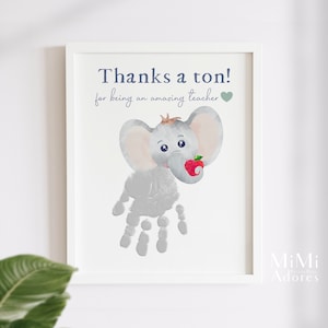Tarjeta de agradecimiento para maestros imprimible / Tarjeta de regalo para maestros / Tarjeta de agradecimiento para maestros / Manualidad con huellas de manos / Tarjeta para niños pequeños / Manualidades para hacer tú mismo