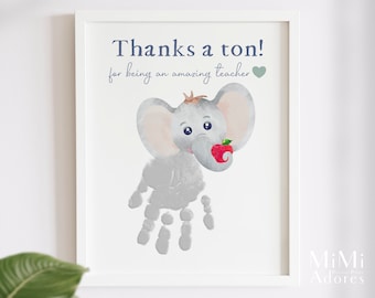 Teacher Appreciation Printable | Teacher Gift Card |Thank You Teacher | Handprint Art Craft | Kids Baby Toddler | Craft DIY Card