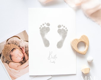 MiMi Adores PERSONALISED Baby Inkless Print Kit with Baby's name and age! With 2 Special Wipes and 8 papers | Baby Hand and Footprint Kit