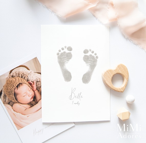 Mimi Adores PERSONALISED Baby Inkless Print Kit With Baby's Name and Age  With 2 Special Wipes and 8 Papers Baby Hand and Footprint Kit 