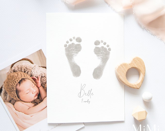 MiMi Adores PERSONALISED Baby Inkless Print Kit with Baby's name and age! With 2 Special Wipes and 8 papers | Baby Hand and Footprint Kit