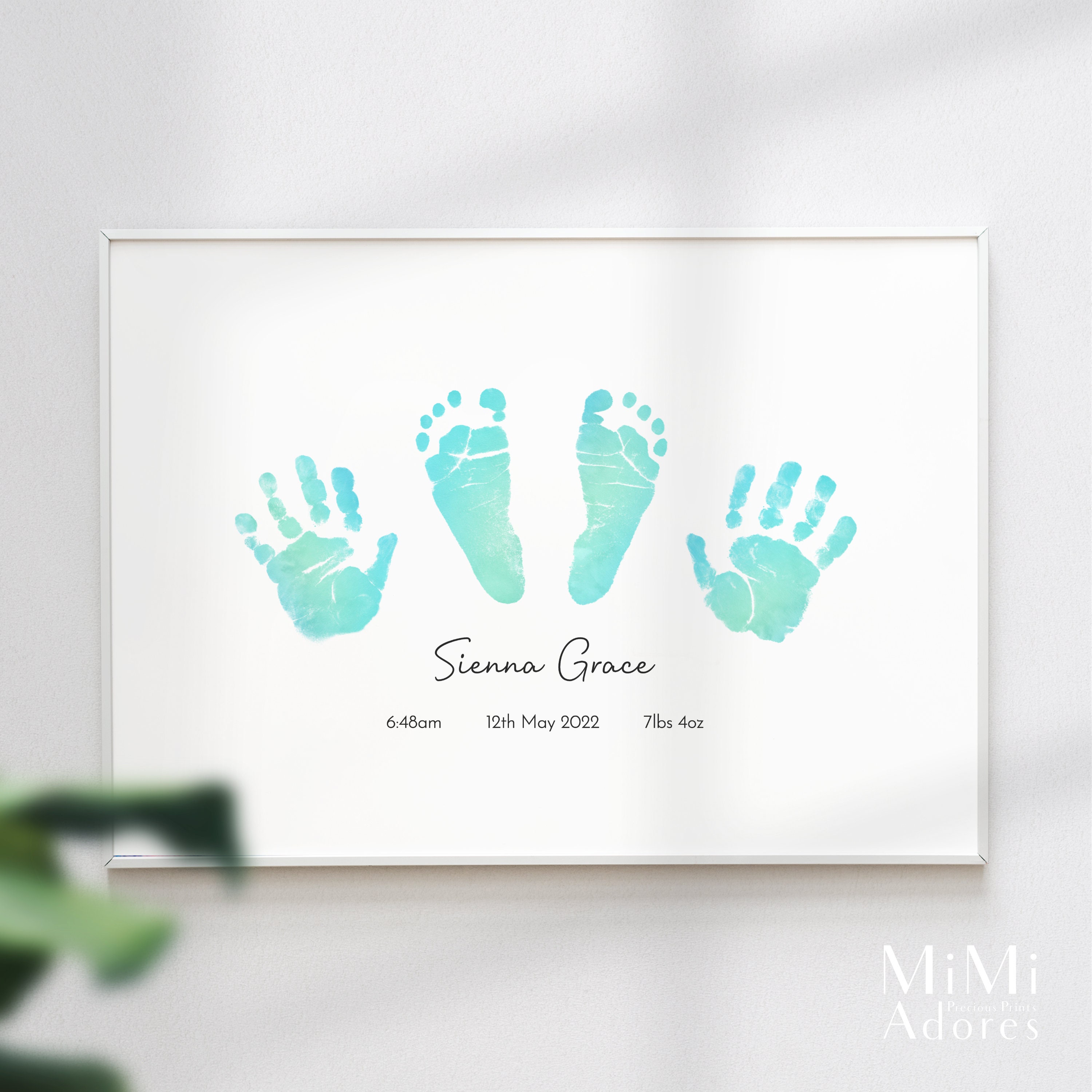 Baby Gift Inkless Prints, Hand Footprint Kit, Real Beech Frame