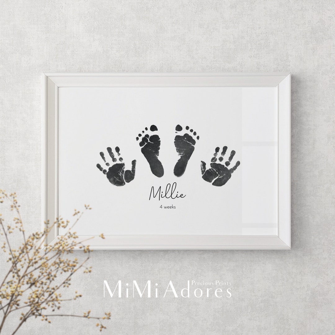 Custom Baby Handprint Footprint Art, Made From Baby's Actual Hand