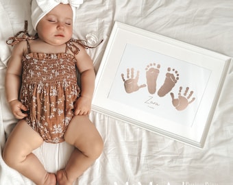 Impresión de recuerdo de huella de mano de bebé / Huella de mano en papel de aluminio / Kit de huella de mano en papel de aluminio / Regalo de bebé / Recuerdo de bebé personalizado