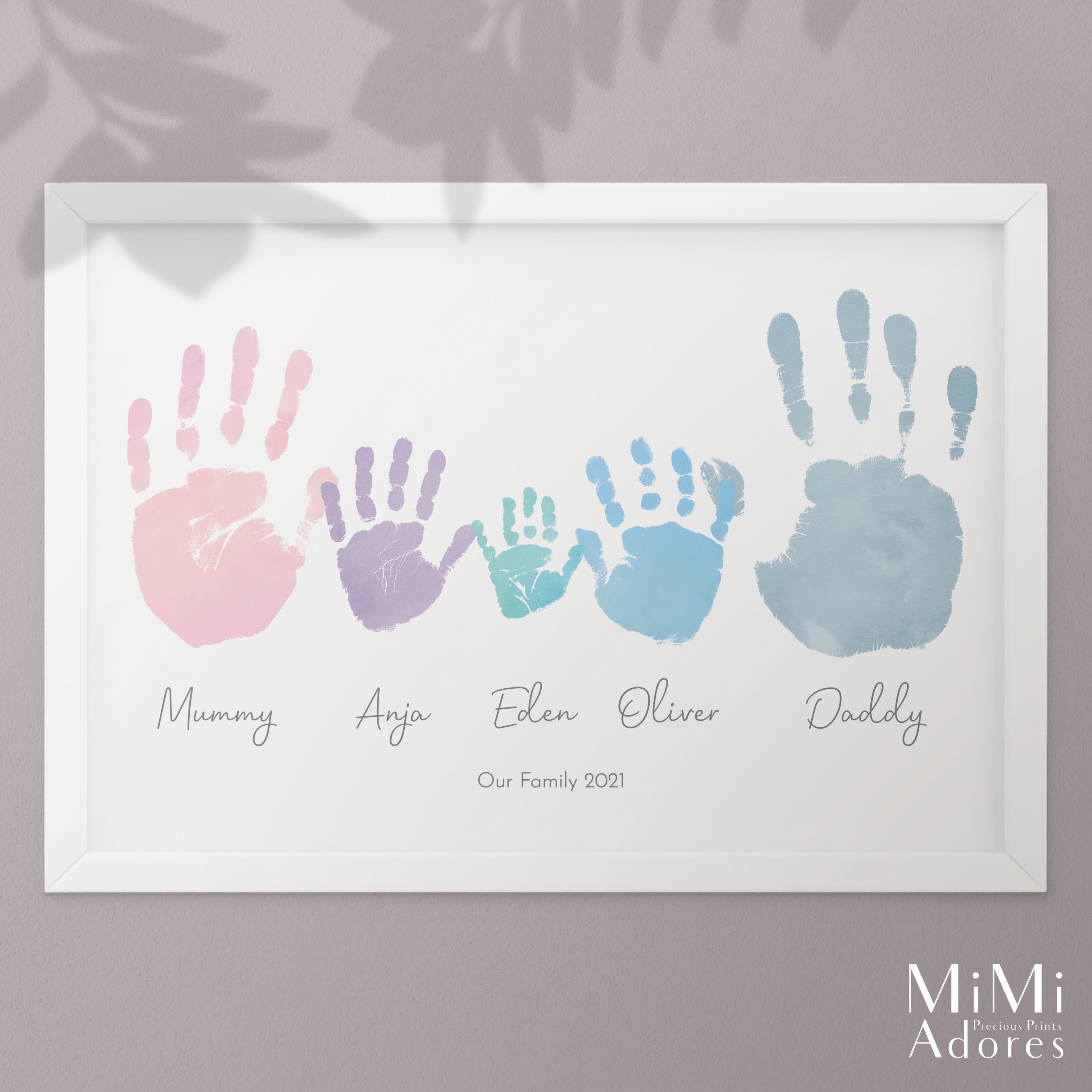 Personalised Family Hand Print Art in Stunning Watercolour Inkless Print Kit  Included Created From Your Actual Handprints Family Hands -  Israel