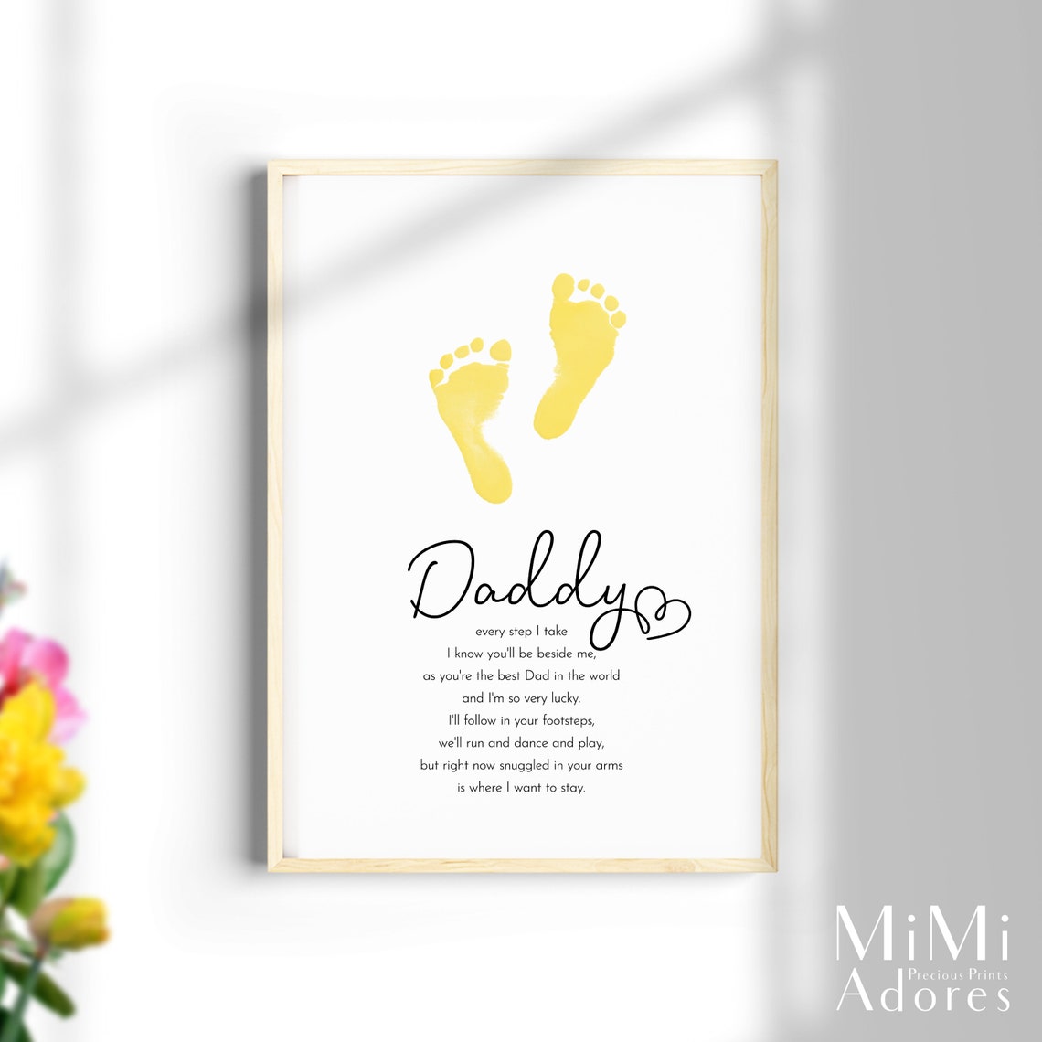Daddy Footprint Poem Following in Your Footsteps Fathers | Etsy UK