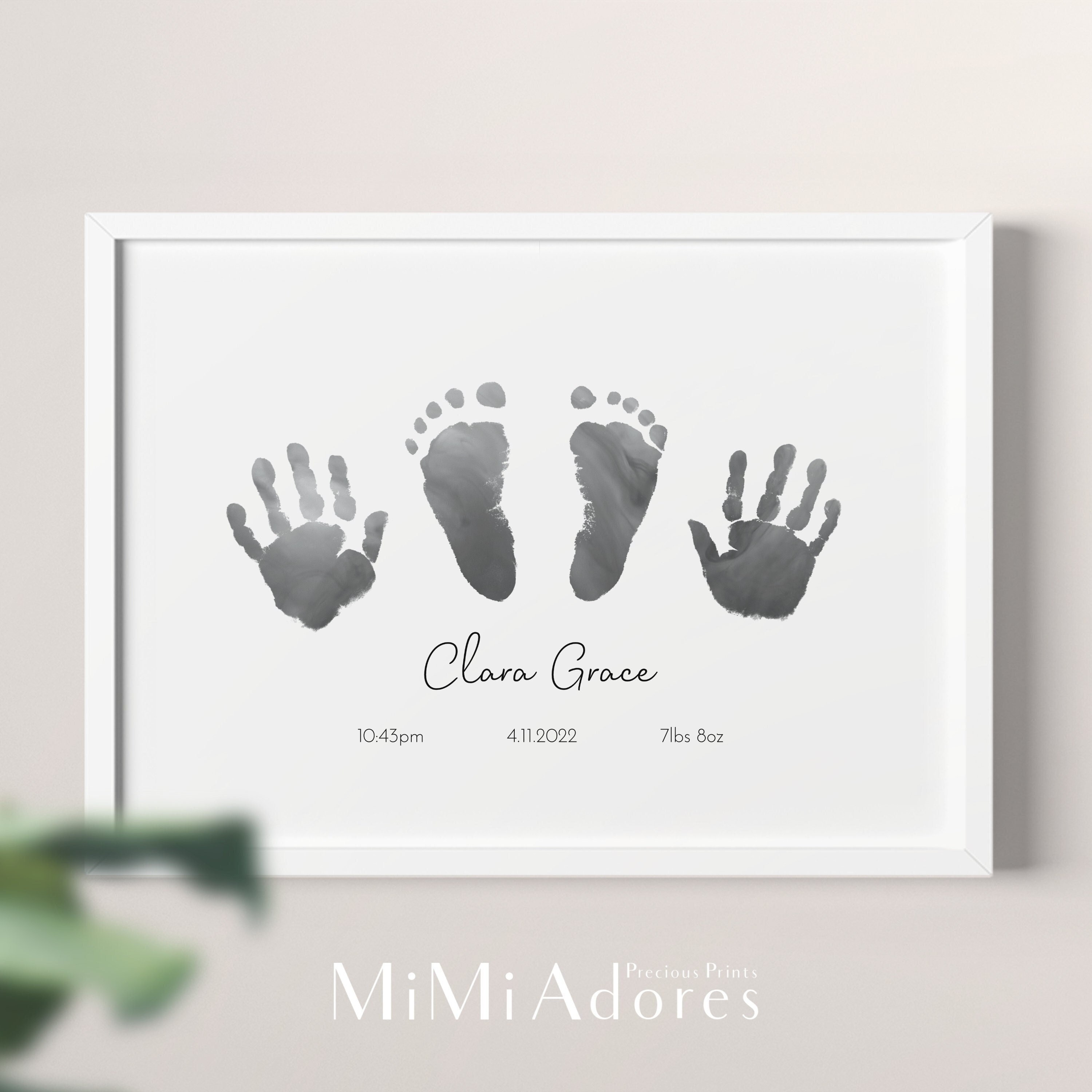 4 Pcs Kit Empreinte Pieds et Mains Bébé, Empreintes Bébé avec 8 Cartes  d'Impression