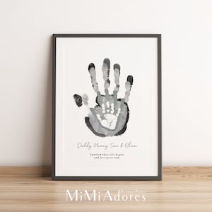 MiMi Adores Family Handprint Art in Monochrome Watercolour | Custom Family Hand Print Art | Family Handprint Kit Included | Family Hands