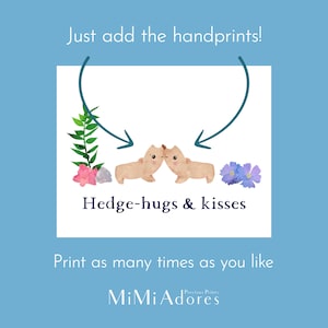 Afdrukbare egel handafdruk Art Craft | Handafdruk aandenken | Gemakkelijke doe-het-zelvers voor kinderen | Cadeau van baby | Kleuteractiviteit | DIY-kaart afbeelding 2