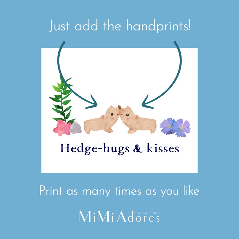 Afdrukbare egel handafdruk Art Craft | Handafdruk aandenken | Gemakkelijke doe-het-zelvers voor kinderen | Cadeau van baby | Kleuteractiviteit | DIY-kaart afbeelding 2