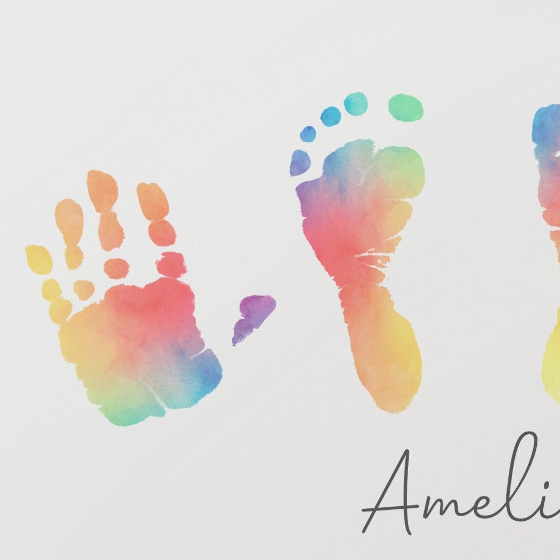 Luxury Rainbow Baby Footprint and Handprint Custom Watercolour Etsy