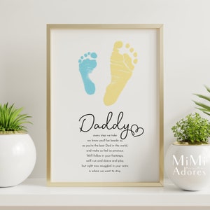 Gedicht Daddy Footprint | In je voetsporen | Aandenken verjaardagskaart papa | Kinderen Baby Peuter | Voet Voeten Art Craft | Dad Craft