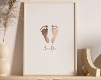 Baby Footprint - Custom Baby Keepsake made in Real Foil | Personalised Baby Gift for New Parents Gifts | 1st First Birthday Gifts Baby Gift