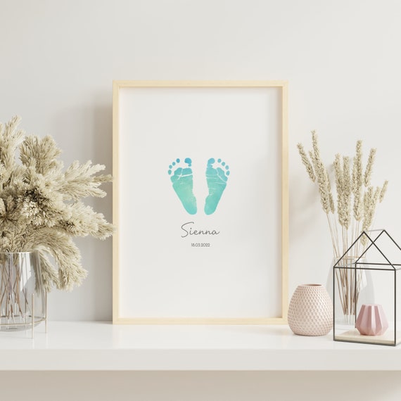 Luxury Baby Hand and Footprint Kit Personalised Baby Girl Gift Keepsake  Print Pastel Nursery Decor Baby Shower Gift Girl 