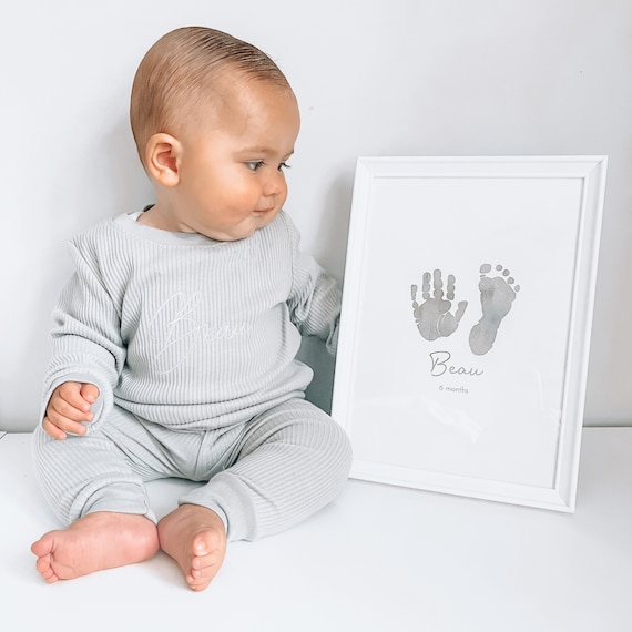 cuadro huella pie estrellas bebé lámina personalizada