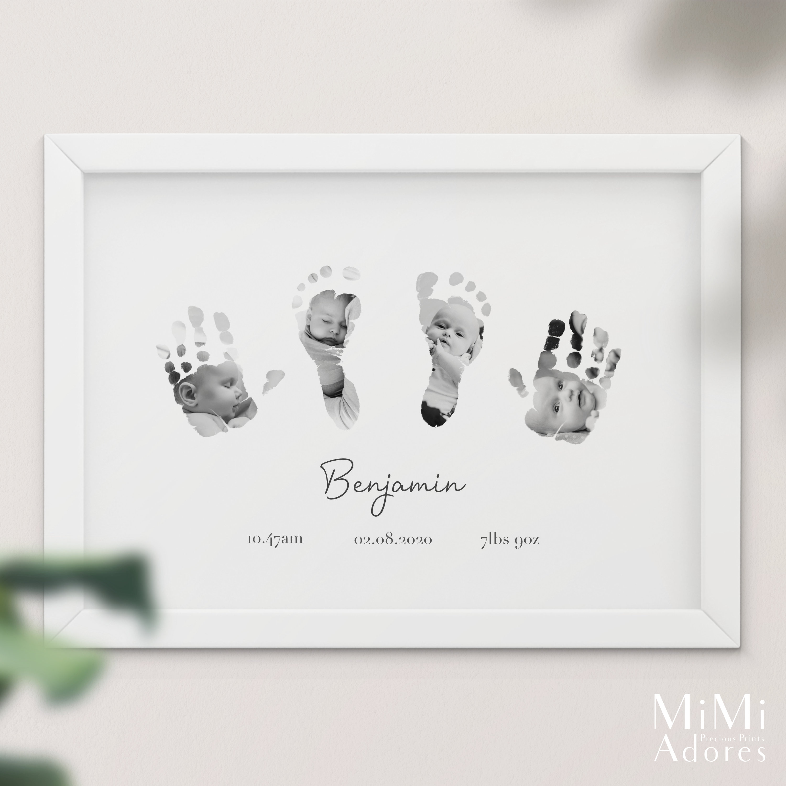 Large PERSONALISED 'Footprints' Baby Girl Keepsake Box / Inkless Kit 7 Colours 