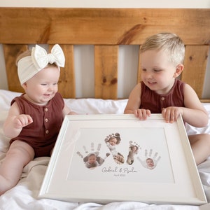 Sibling Handprint Keepsake Gift | Inkless Kit Included | Gift from Grandchildren | Mummy Daddy Gift | Sibling Wall Art | Sibling Gifts