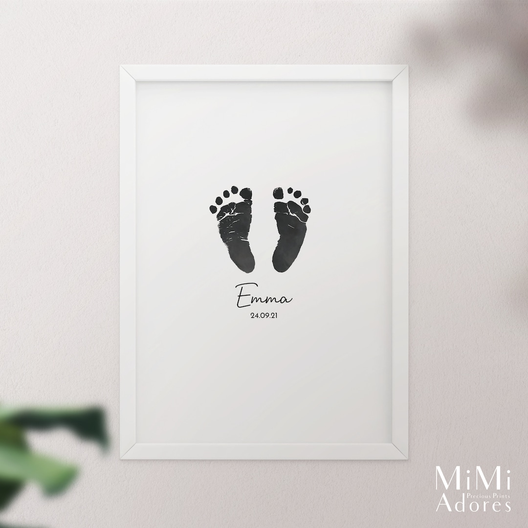 Baby Footprint Birth Announcement Baby Footprint Art Personalised Baby
