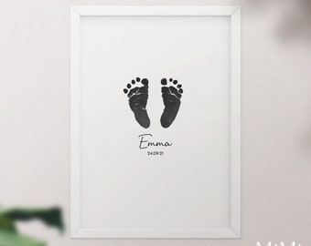 Baby Footprint Birth Announcement | Baby Footprint Art | Personalised Baby Print | New Baby Gift | Birth Details | Baby Shower Gift