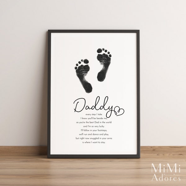 Daddy Footprint Poem | Following in your Footsteps | Fathers Day Birthday | Kids Baby Toddler Keepsake | Foot Feet Art Craft | Printable