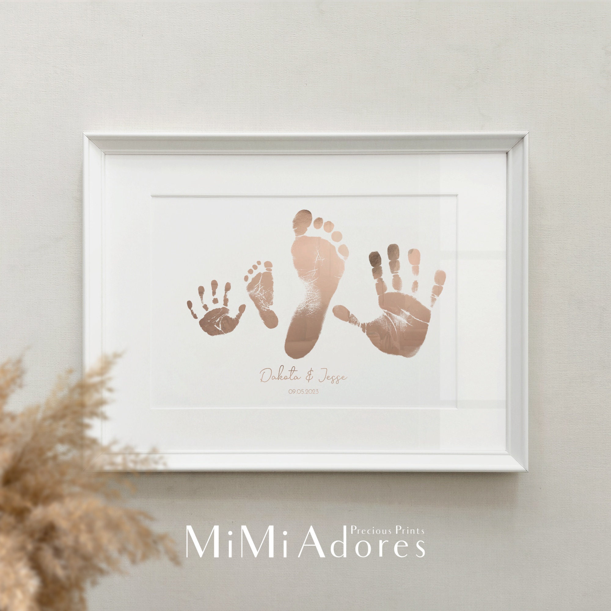 Family Handprint Kit,Clear Family Handprint Frame,DIY Art Print  Keepsake,Newborn Keepsake Baby Hand and Footprint Kit,Parents Baby Shower  Boy & Girl