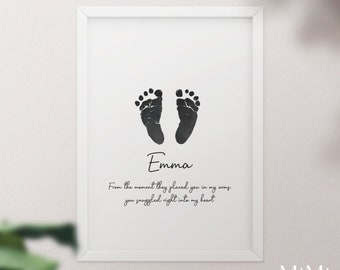 Baby Footprint Art, Made from Baby's actual footprints | Personalised New Baby Gift | Baby Footprint Birth Announcement | Click to explore!