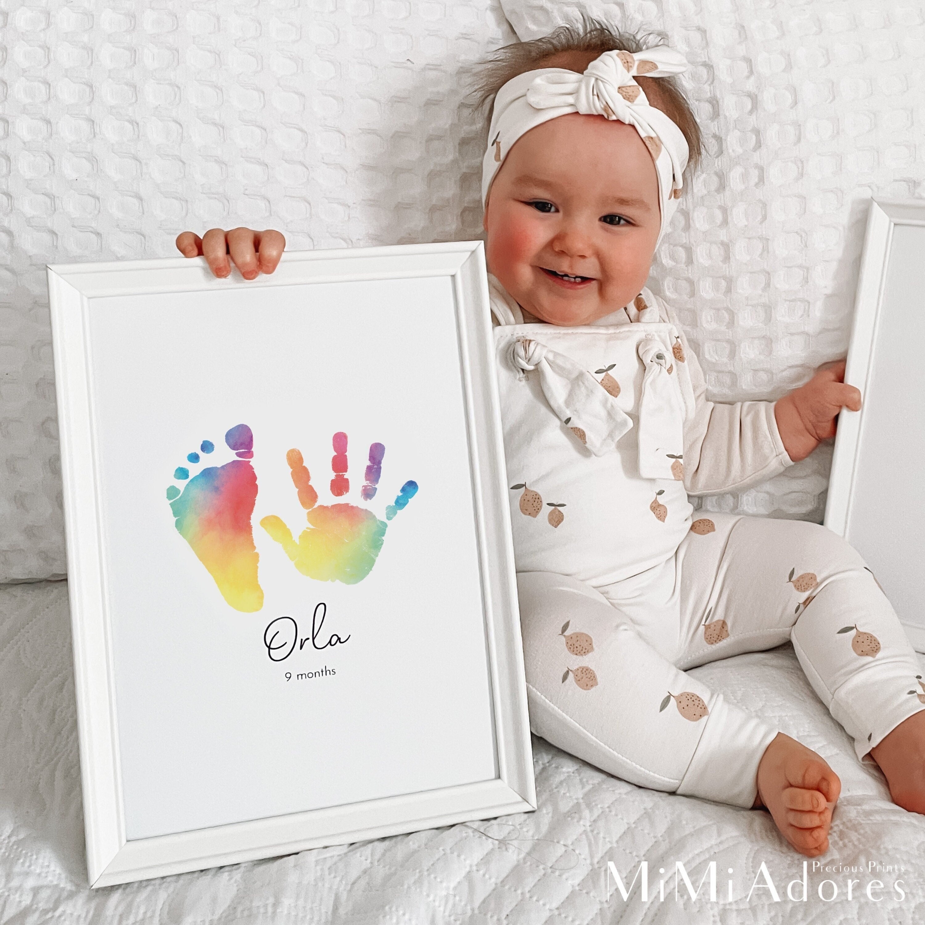 Baby Hand & Footprint Ceramic Keepsake Personalized With Name and Age baby  Handprint Kit Baby's First Handprint Art Toddler Handprint 