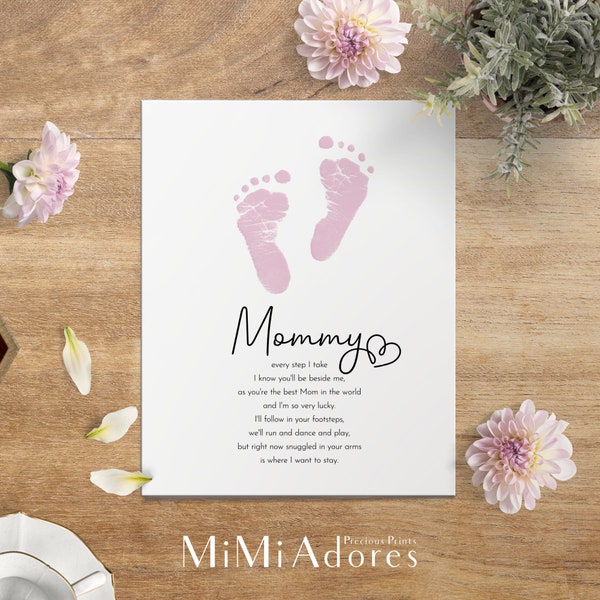 Mommy Footprint Poem | Following in your Footsteps | Mothers Day Birthday | Kids Baby Toddler Craft | Foot Feet Art Craft | Mommy Printable