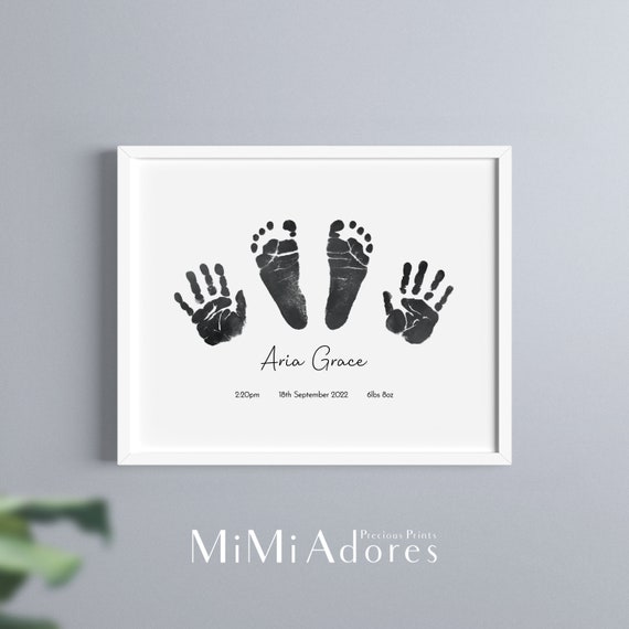 Baby Hand & Footprint Ceramic Keepsake Personalized With Name and Age baby  Handprint Kit Baby's First Handprint Art Toddler Handprint 