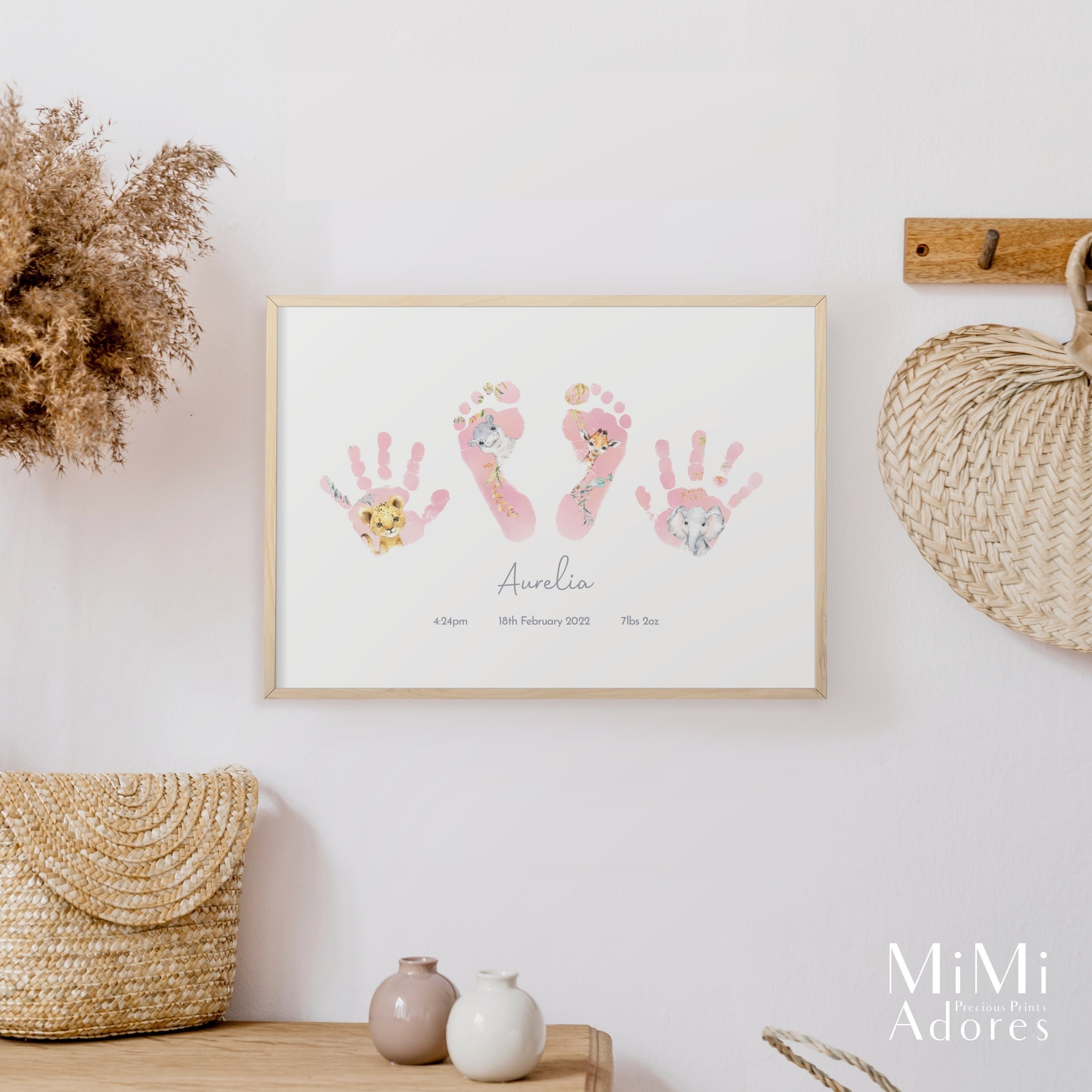 MICKYU Baby Hand and Footprint Kit - Wooden Keepsake Picture Frame -  Personalized Baby Gifts New Mommy Essentials