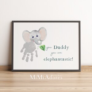 Elefant Handabdruck Kunst Handwerk | Vatertag | Papa Papa Geburtstag | Kinder Baby Kleinkind | Andenken Handwerk DIY Karte | Druckbar