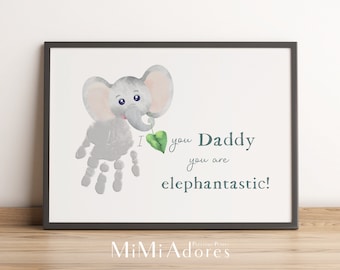 Elephant Handprint Art Craft | Father's Day | Daddy Dad Birthday | Kids Baby Toddler | Keepsake Craft DIY Card | Printable