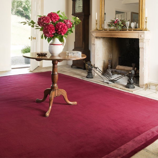 Maroon Red Handmade Wool & Viscose Rug,  Luxury Rug, Area Rug,  Living Room Rug, Rug 3x5, rug 4x6, Premium Viscose Carpet, Modern Rug