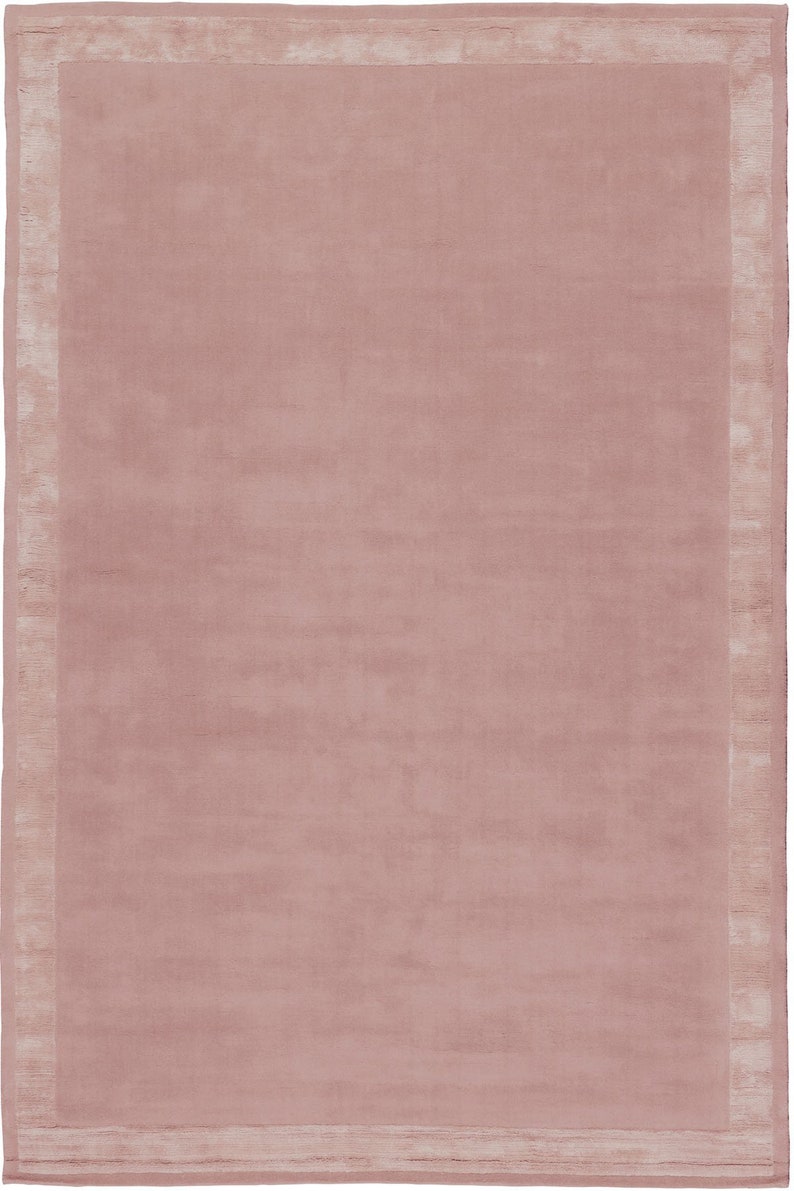 Rose Pink Handmade Wool & Viscose Rug, Luxury Rug, Area Rug, Living Room Rug, Rug 3x5, Rug 4x6