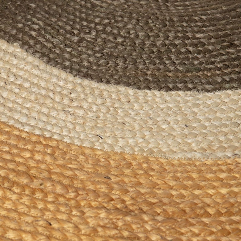 Braided Jute Rug White & Gray Jute Round Rug 90cm 150cm 200cm 250cm