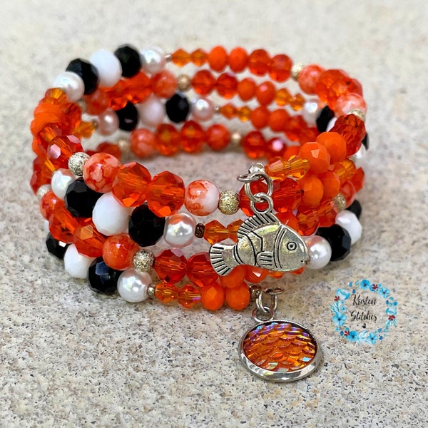 Nemo Wrap Bracelet Infinity Memory Wire Disney Finding Nemo Dory Ocean Orange and Black Clown Fish Charm Jewelry Accessories