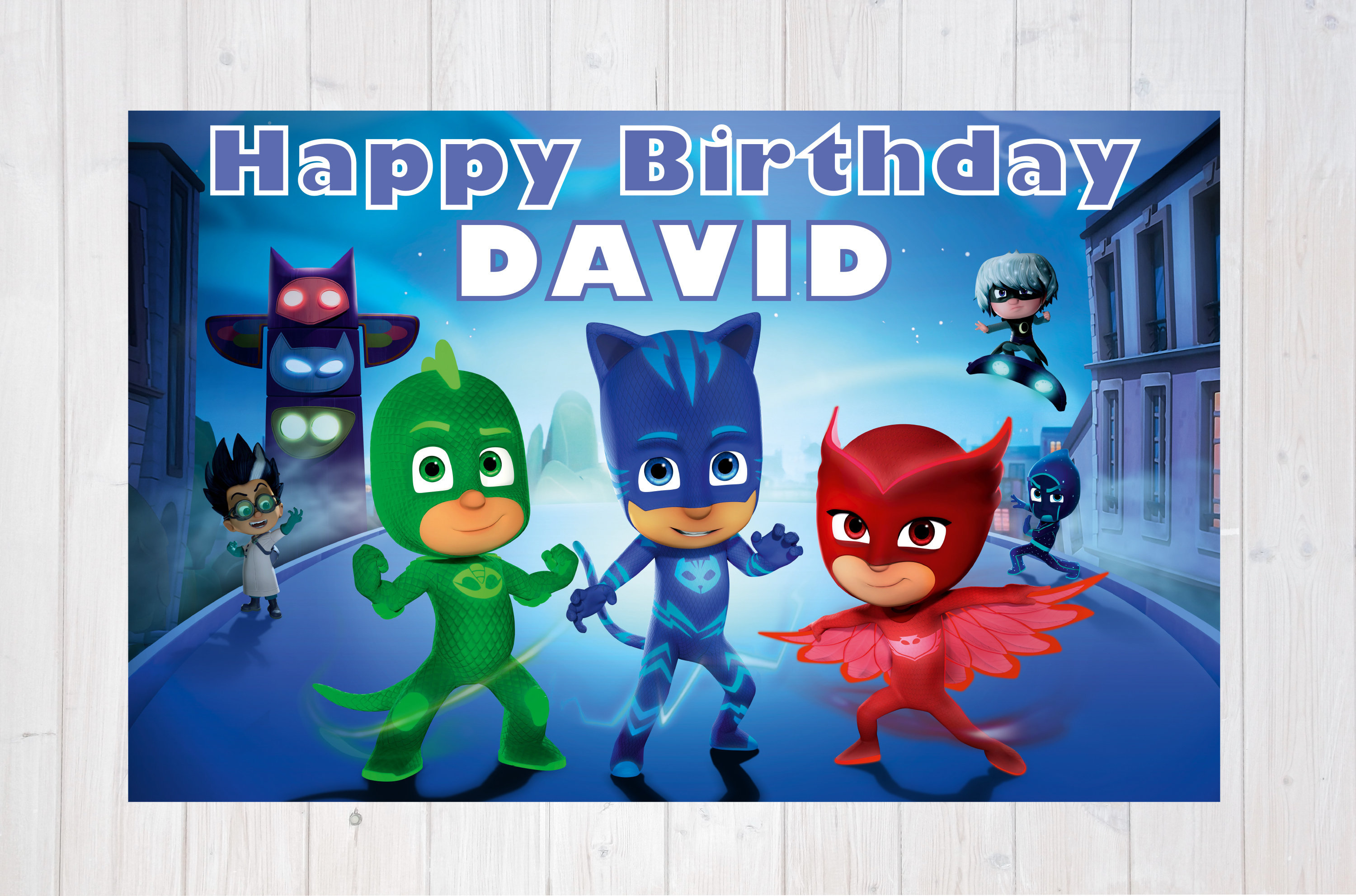PJ Masks Birthday Banner Backdrop Wall Art Decor Custom Etsy
