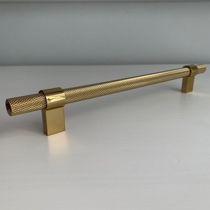 Brushed Brass Finish Knurled Furniture Handle Pull Knob Gold