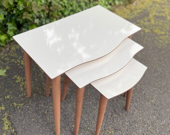 Gloss Nest of Tables Coffee Tables with Wood Legs