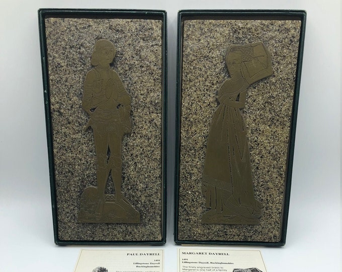 Vintage Engraved Brass Rubbing Plates From Westminster Abbey and