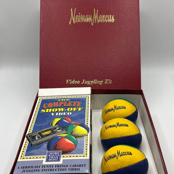 Neiman Marcus VHS Video Juggling Kit with 3 Juggling Balls in Original Box.