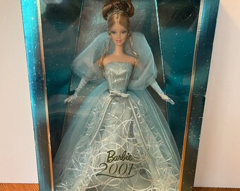 2001 Barbie Doll Collector Edition Light Blue Gown With Silver