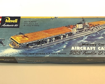 Plastic Model Ship Kit U.S.S. Franklin D. Roosevelt Aircraft Carrier Model Ship Kit Revell Vintage 21” Long