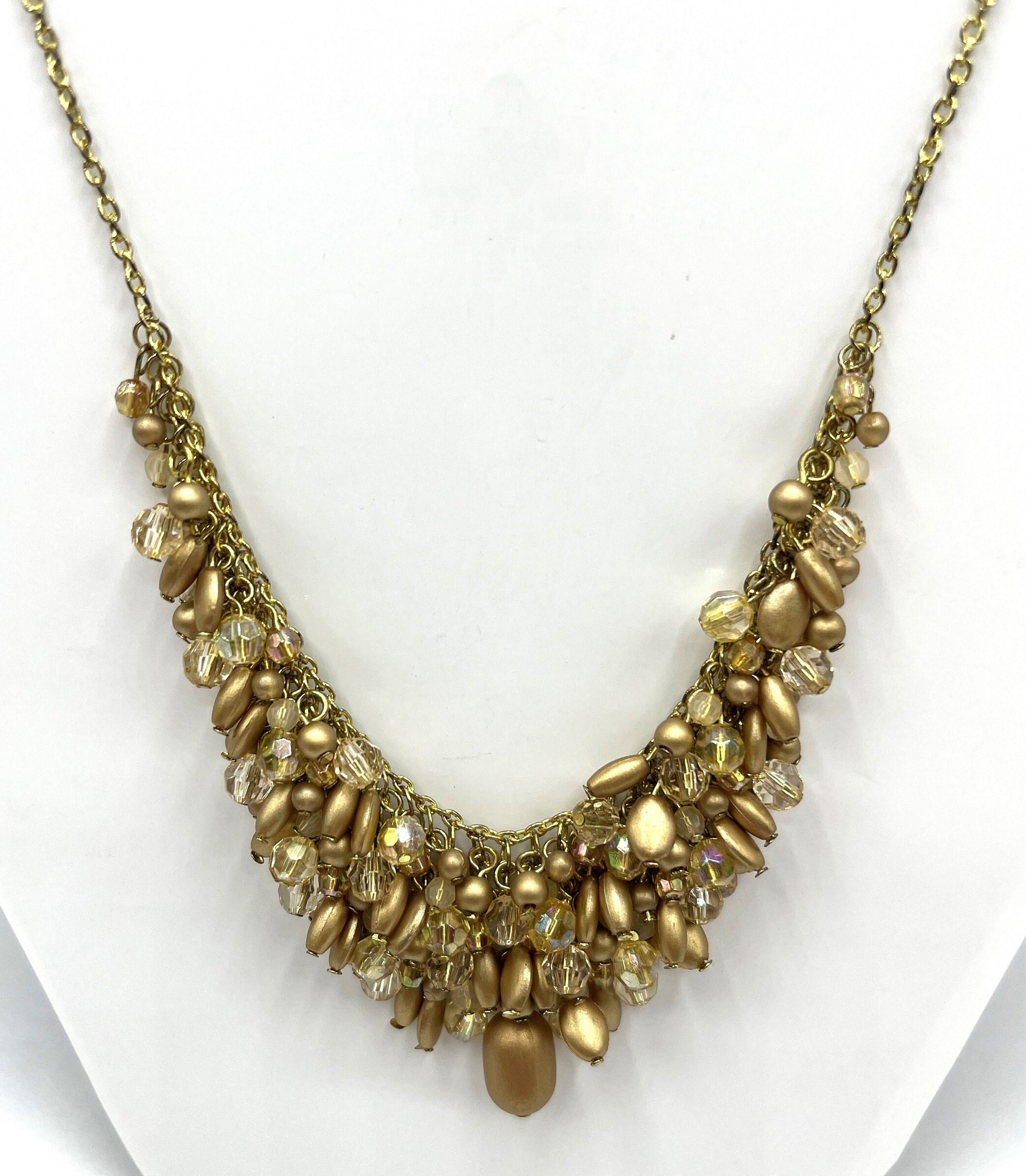 Crown PD Premier Designs Beaded Necklace Vintage 1980 Gold