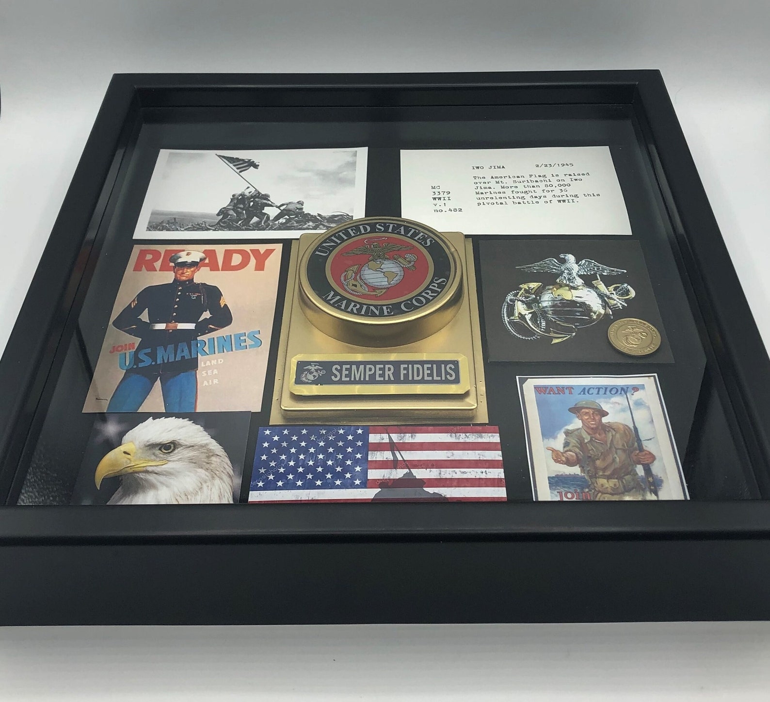 U. S. Marine Corps Shadow Box Display. Marine Corp Vets or - Etsy